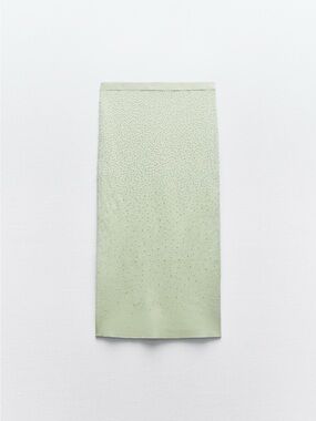 Zara Mint Green Embellished Pencil Skirt